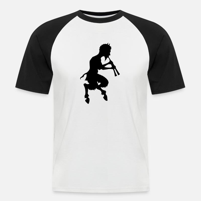 pan faun teufel devil - Männer Baseball-T-Shirt - Weiß/Schwarz