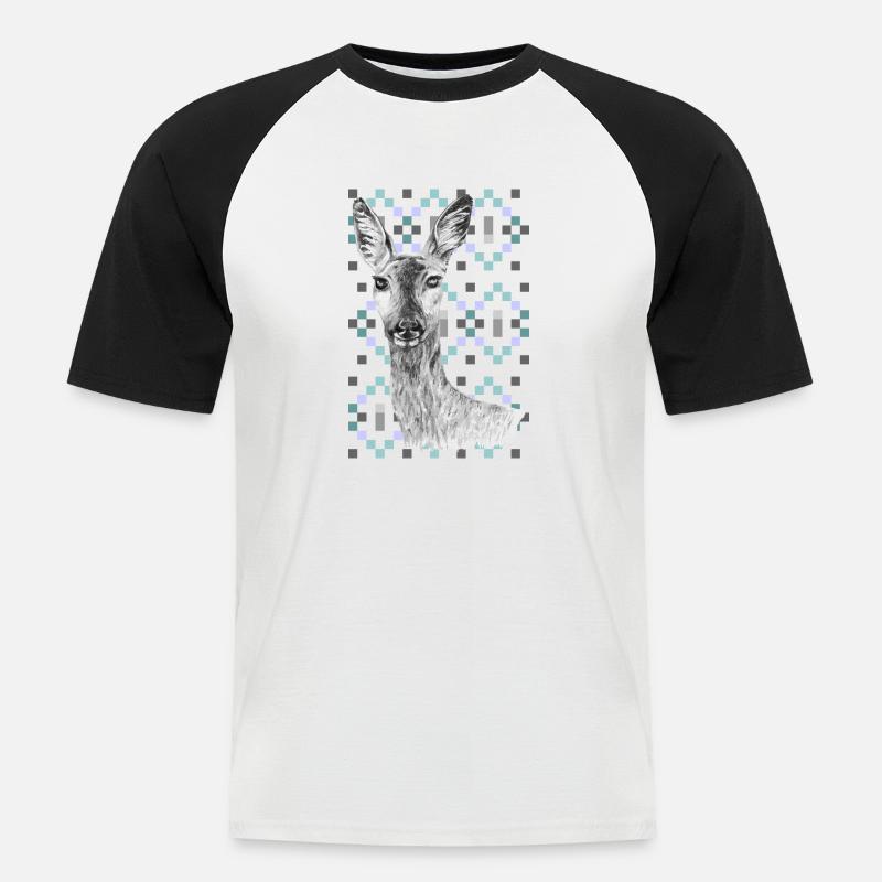 capriolo - Maglia da baseball a manica corta da uomo - bianco/nero