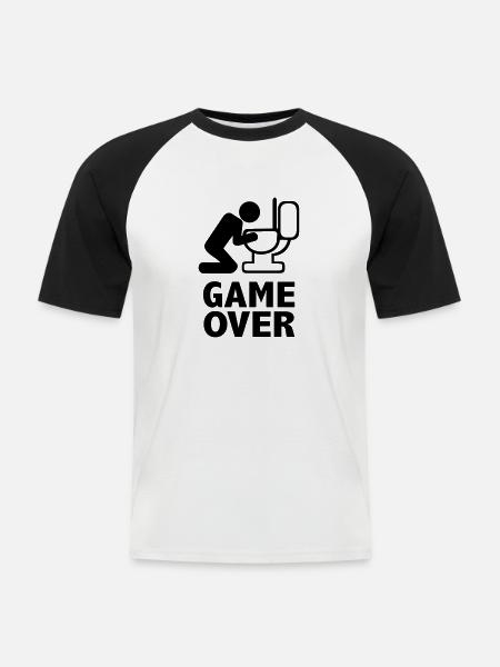 Alcool - T-shirt baseball manches courtes Homme - blanc/noir