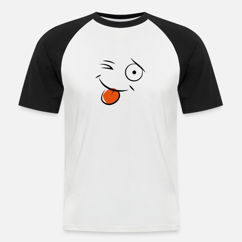 Smiley - Männer Baseball-T-Shirt - Weiß/Schwarz