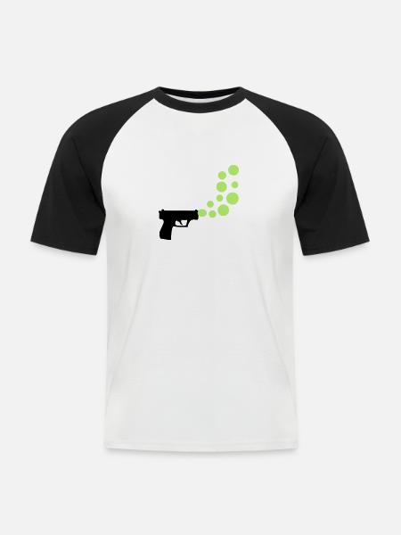 bubble gun - T-shirt baseball manches courtes Homme - blanc/noir