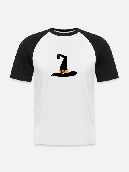 Hut - Männer Baseball-T-Shirt - Weiß/Schwarz