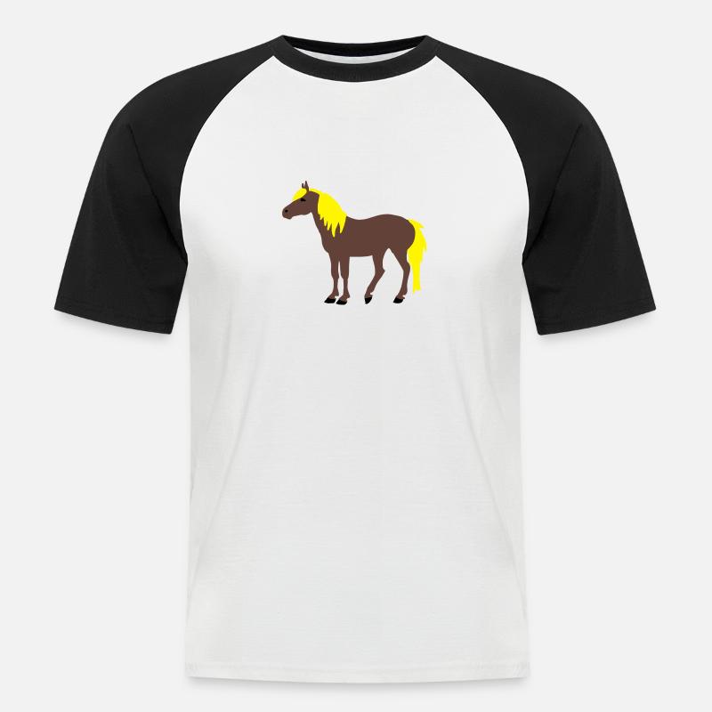 Haflinger - Männer Baseball-T-Shirt - Weiß/Schwarz