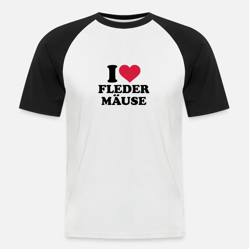 Fledermaus - Männer Baseball-T-Shirt - Weiß/Schwarz