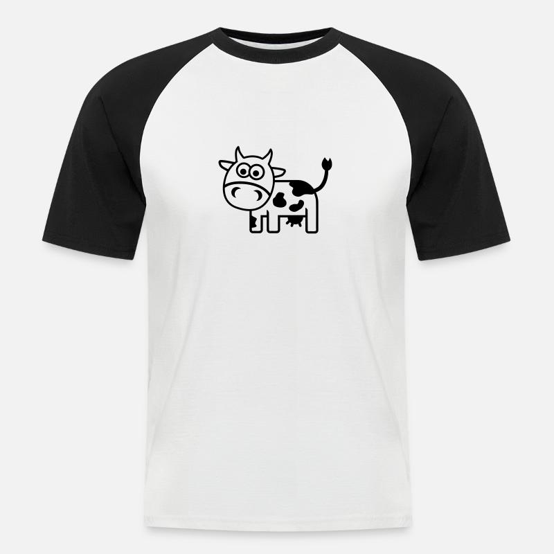 Kuh - Männer Baseball-T-Shirt - Weiß/Schwarz