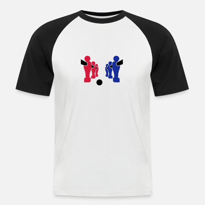 Tischkicker - Männer Baseball-T-Shirt - Weiß/Schwarz