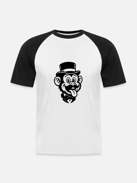 Affe Bräutigam Comic - Männer Baseball-T-Shirt - Weiß/Schwarz