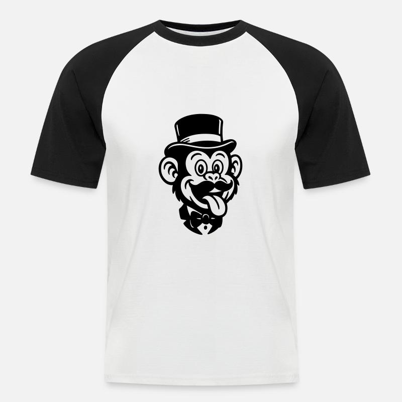 Affe Bräutigam Comic - Männer Baseball-T-Shirt - Weiß/Schwarz