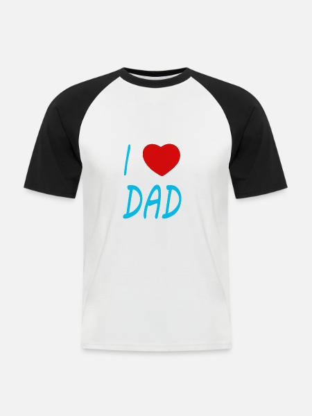 I love Dad - Männer Baseball-T-Shirt - Weiß/Schwarz