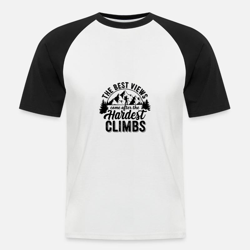 Fahrradfahrer Evolution MTB Abenteuer Rider - Männer Baseball-T-Shirt - Weiß/Schwarz