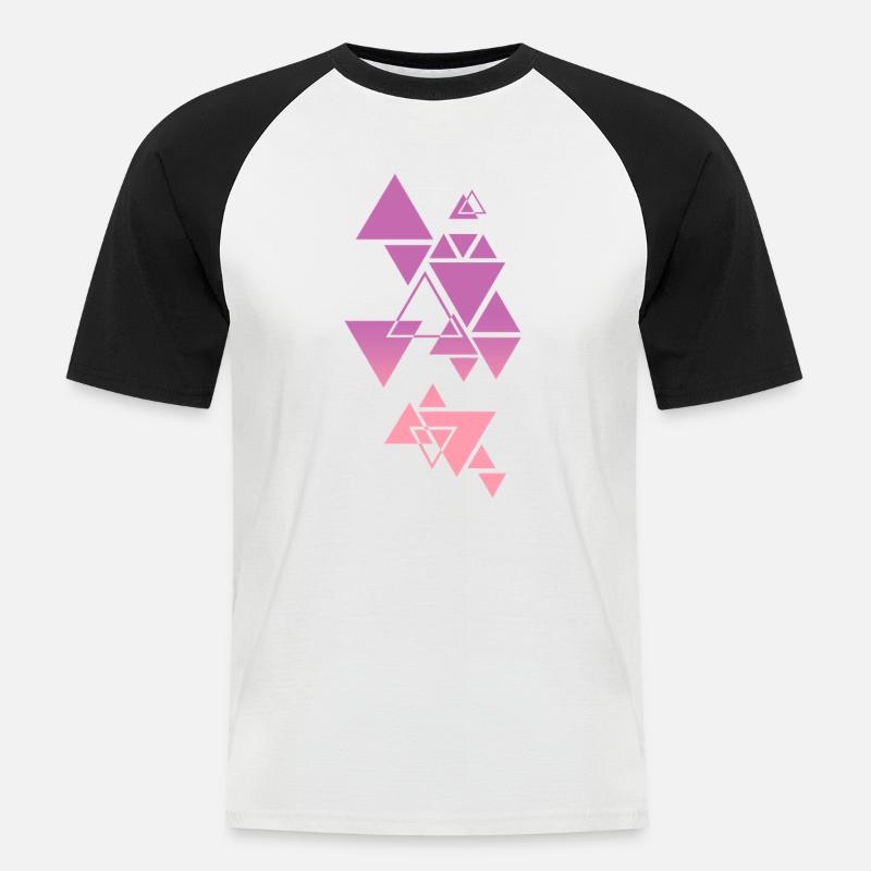 Gradient Triangle Pattern Pink - Men's Baseball T-Shirt - white/black