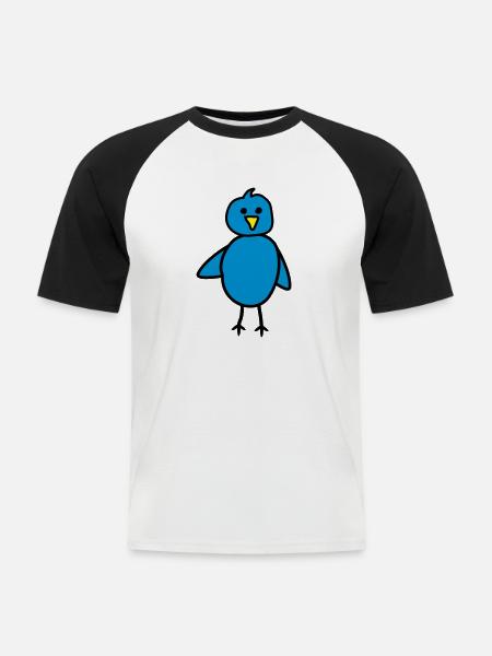 Vogel - Männer Baseball-T-Shirt - Weiß/Schwarz