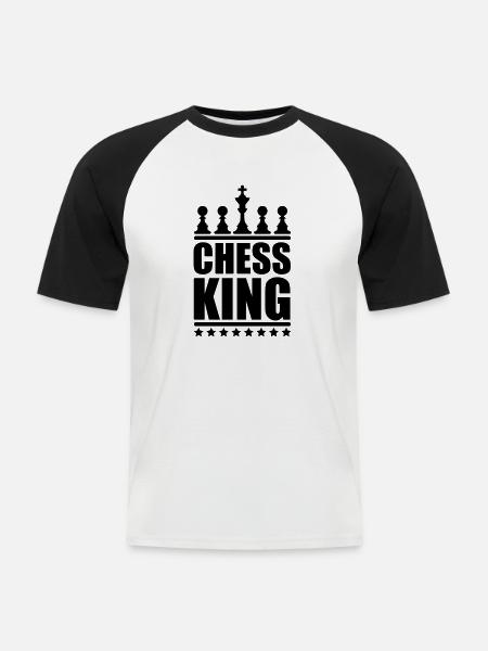 Chess King - Männer Baseball-T-Shirt - Weiß/Schwarz