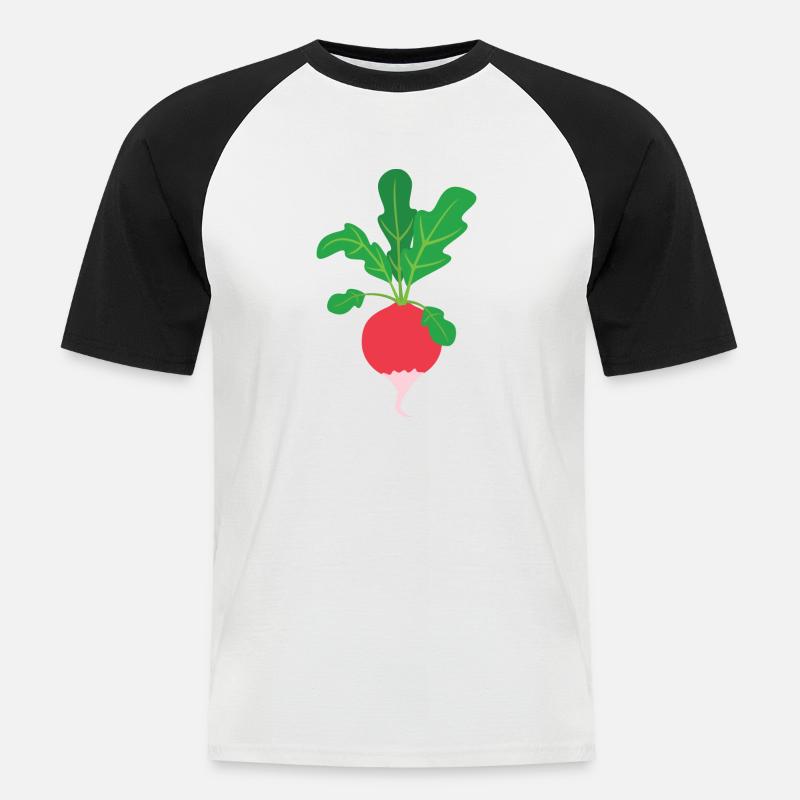 Radieschen - Männer Baseball-T-Shirt - Weiß/Schwarz