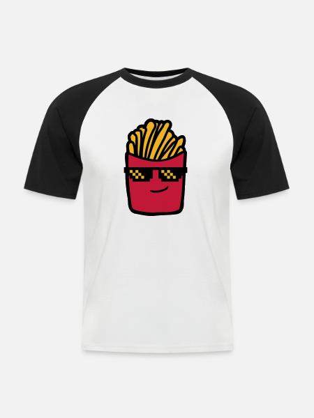 Cool French Fries - Men's Baseball T-Shirt - white/black