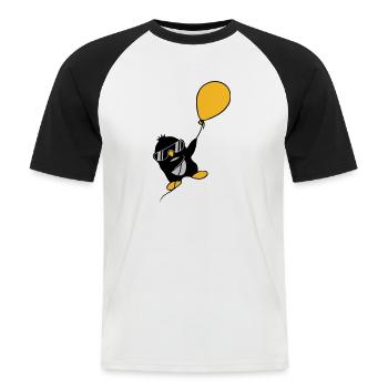 Le pingouin ballon s’envole - T-shirt baseball manches courtes Homme - blanc/noir - Devant - Nik (191cm)