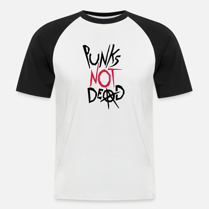 punks not dead Zitat - Männer Baseball-T-Shirt - Weiß/Schwarz