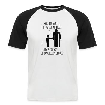 moi à ton âge - T-shirt baseball manches courtes Homme - blanc/noir - Devant - Nik (191cm)