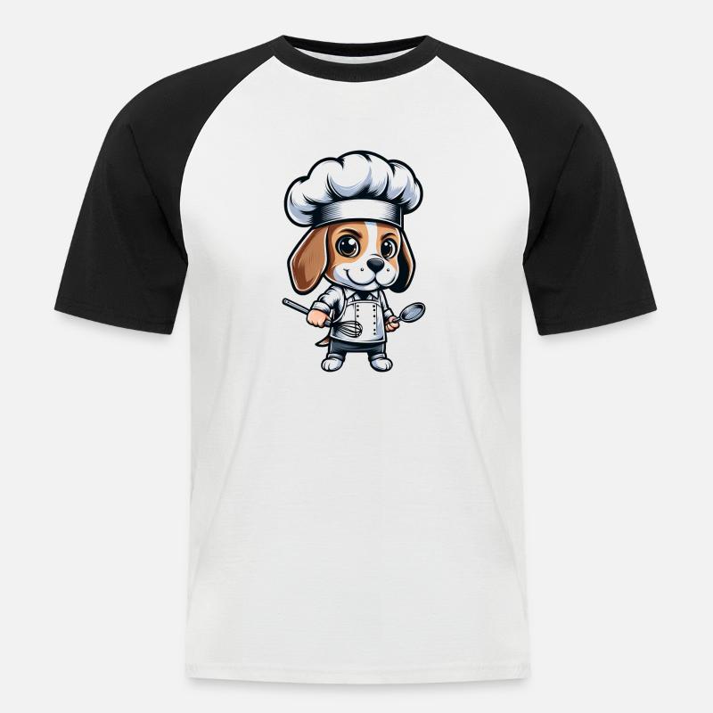 Cute Beagle Chef Comic Design - Men's Baseball T-Shirt - white/black
