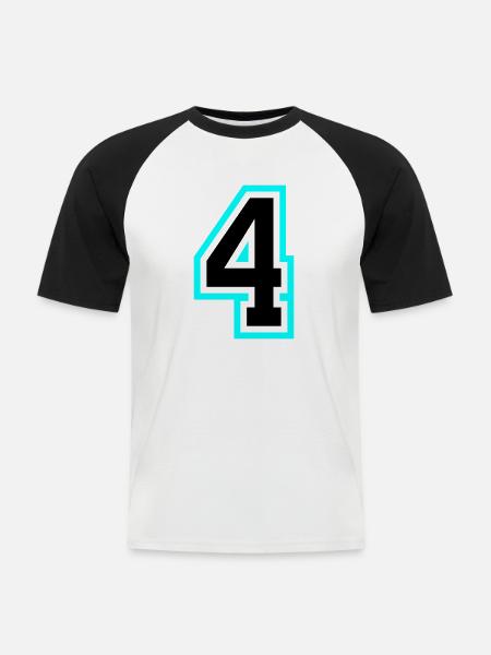 4 Symbole numérique - T-shirt baseball manches courtes Homme - blanc/noir