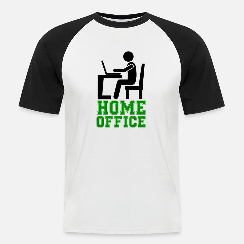 computer work home office - Männer Baseball-T-Shirt - Weiß/Schwarz