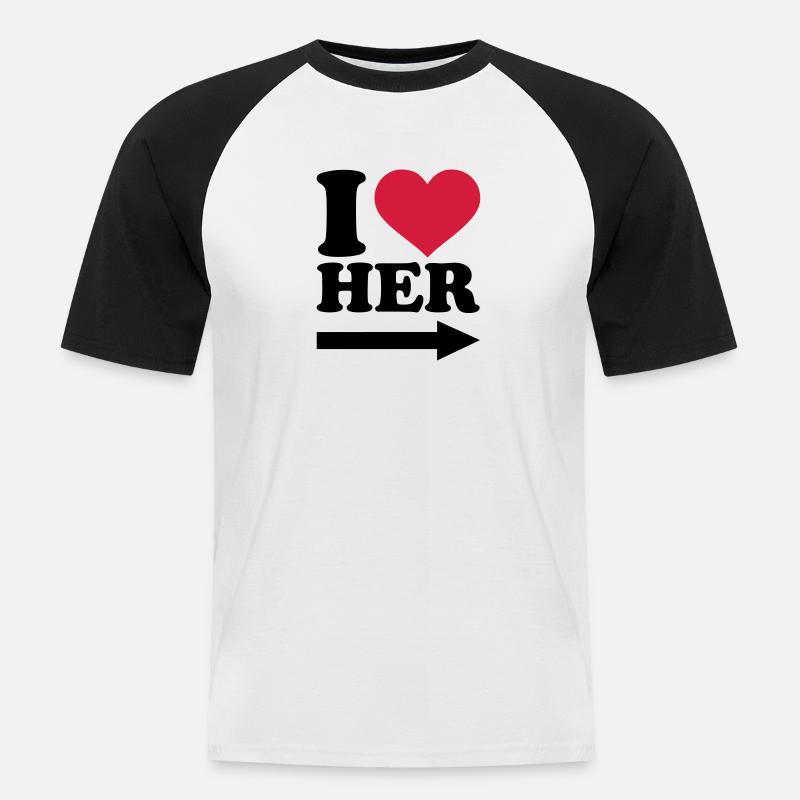 Freundin - Männer Baseball-T-Shirt - Weiß/Schwarz