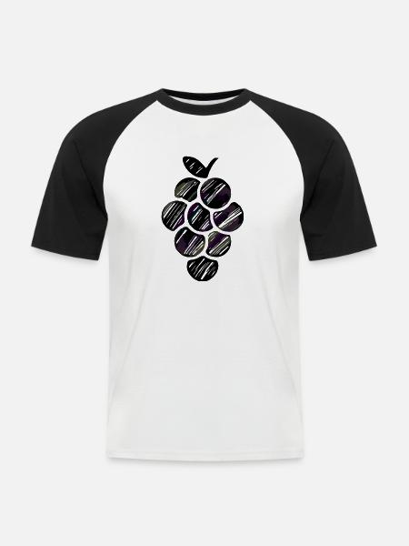 illustrierte Trauben - Männer Baseball-T-Shirt - Weiß/Schwarz