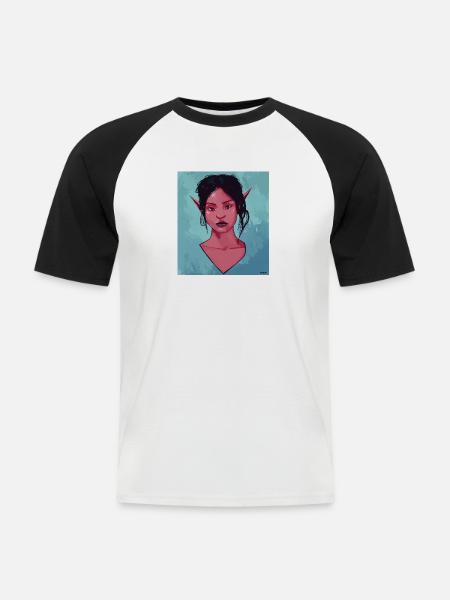 Portrait einer Dame - Männer Baseball-T-Shirt - Weiß/Schwarz