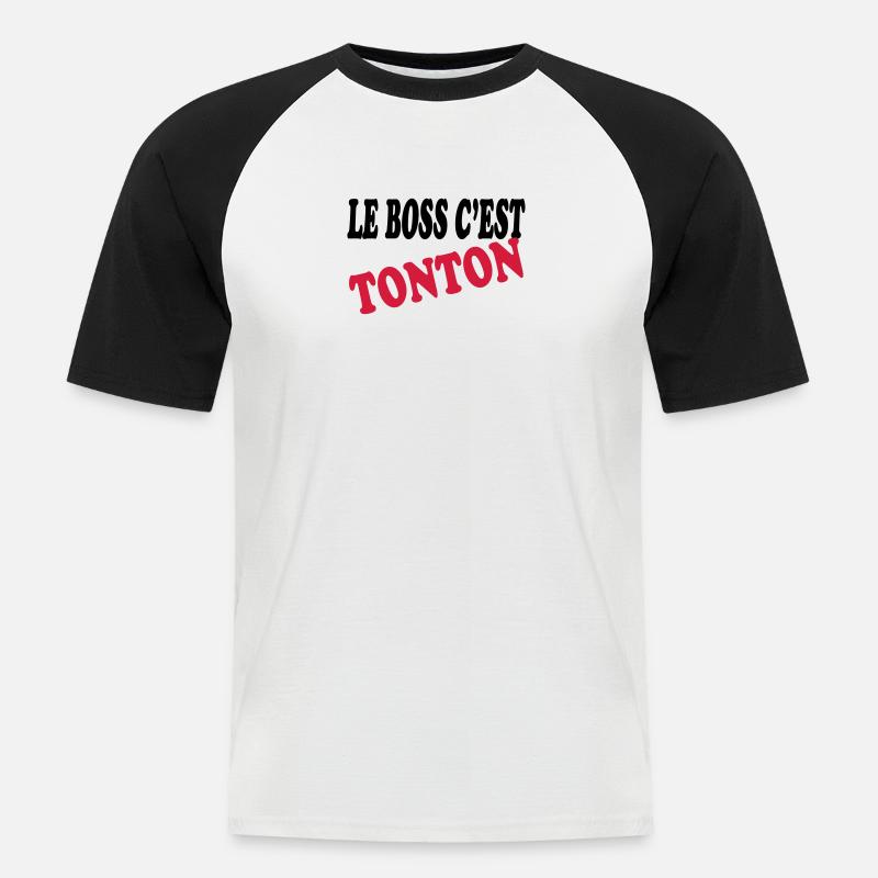 Le boss c'est tonton - Männer Baseball-T-Shirt - Weiß/Schwarz