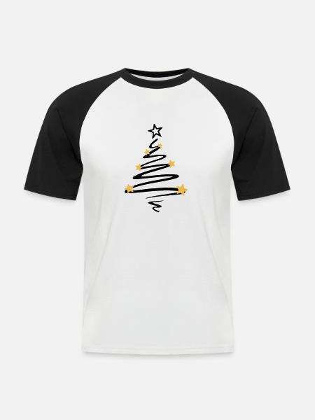 Weihnachten - Weihnachtsbaum - Männer Baseball-T-Shirt - Weiß/Schwarz