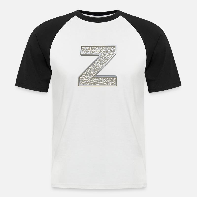 Z, letter, initial, monogram, - Männer Baseball-T-Shirt - Weiß/Schwarz