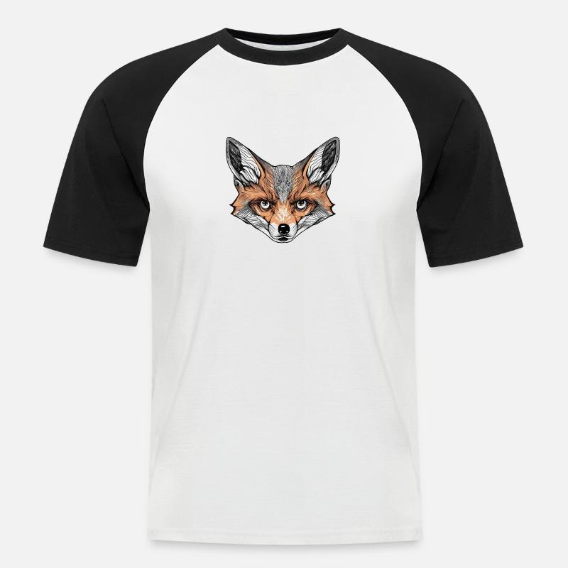Fuchs mit tiefem Blick - Männer Baseball-T-Shirt - Weiß/Schwarz