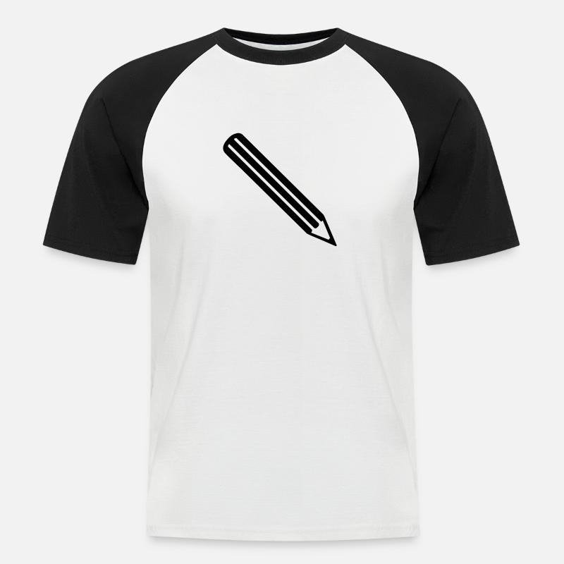 Stift - Männer Baseball-T-Shirt - Weiß/Schwarz