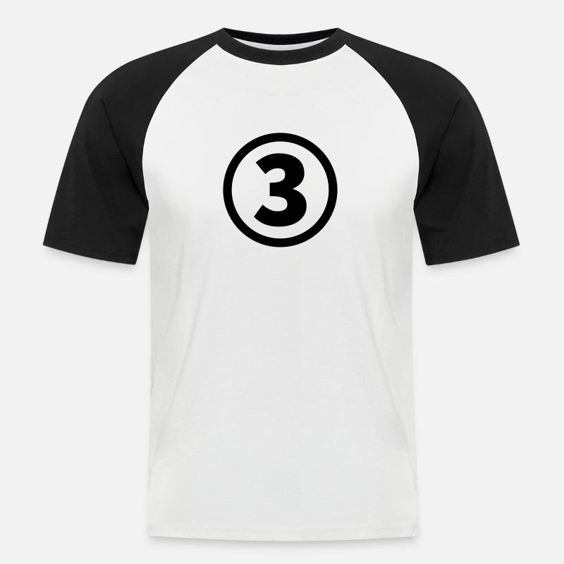 Nummer drei - Männer Baseball-T-Shirt - Weiß/Schwarz