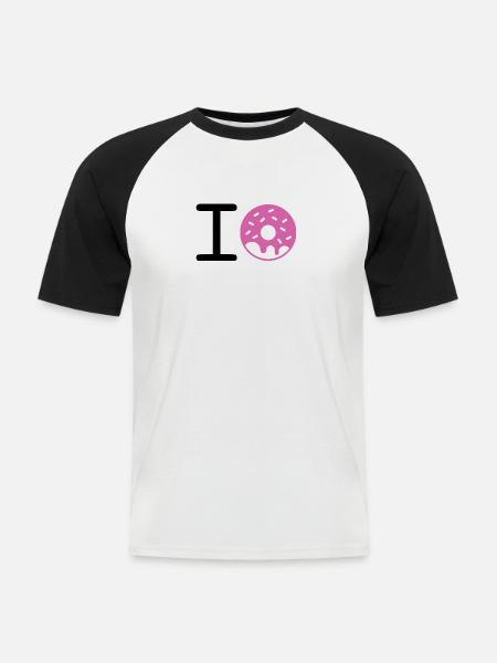 I love Donuts - Men's Baseball T-Shirt - white/black