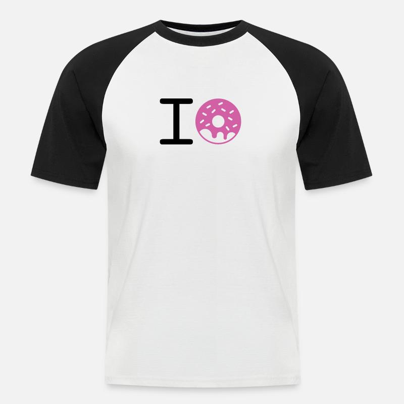 I love Donuts - Männer Baseball-T-Shirt - Weiß/Schwarz