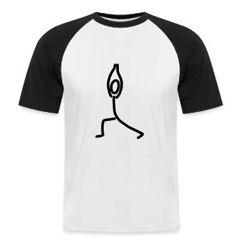 iYpsilon Yoga Krieger 2 - Männer Baseball-T-Shirt - Weiß/Schwarz - Vorne - Nik (191cm)