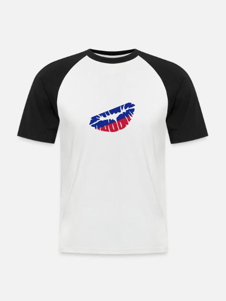 Russie - T-shirt baseball manches courtes Homme - blanc/noir