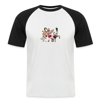 Köln Dreigestirn - Männer Baseball-T-Shirt - Weiß/Schwarz - Vorne - Nik (191cm)