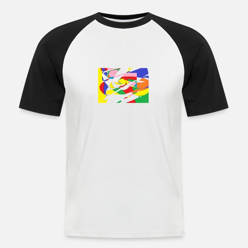 Modèle - T-shirt baseball manches courtes Homme - blanc/noir