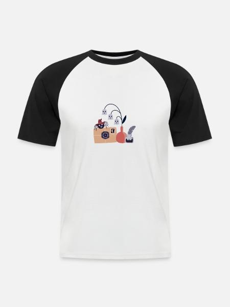 Stillleben Halloween - Männer Baseball-T-Shirt - Weiß/Schwarz