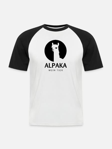 Flauschiges Alpaka-Gefühl - Männer Baseball-T-Shirt - Weiß/Schwarz