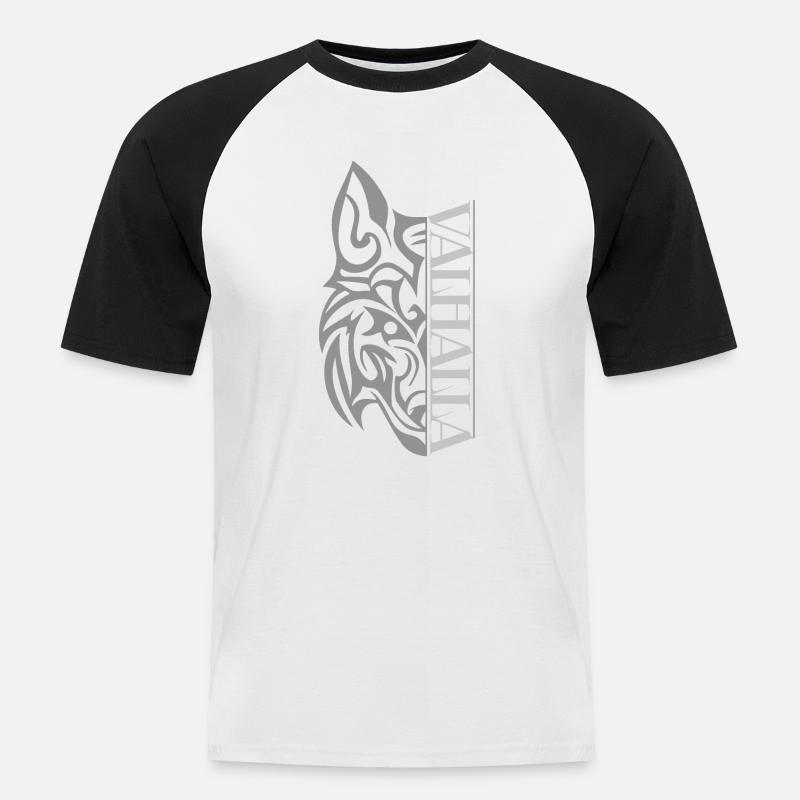 Valhalla Wolf Viking - Männer Baseball-T-Shirt - Weiß/Schwarz