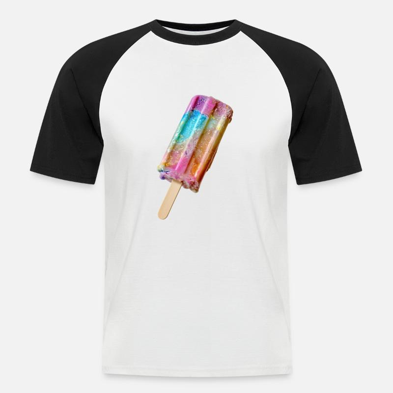 Eis am Stil Regenbogen - Männer Baseball-T-Shirt - Weiß/Schwarz