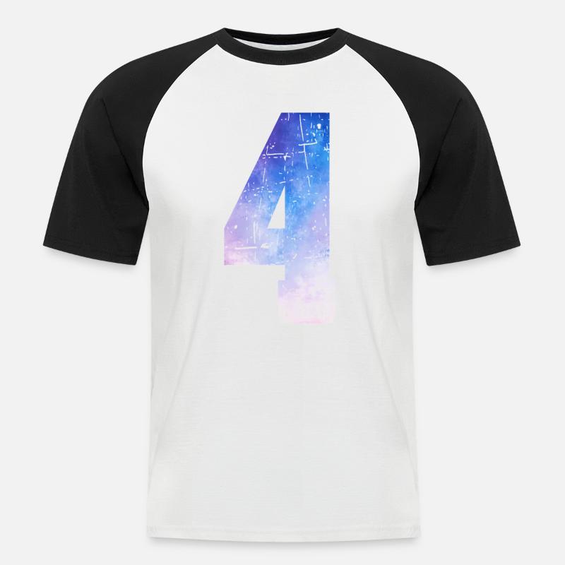 Ausgabe 4 – 4-jähriges Jubiläumsgeschenk - Männer Baseball-T-Shirt - Weiß/Schwarz