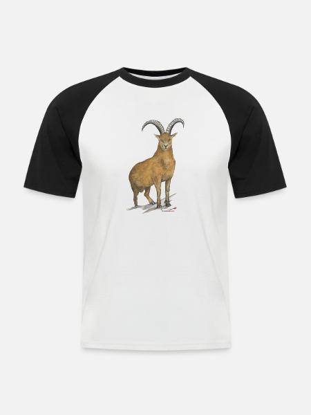 Steinbock - Männer Baseball-T-Shirt - Weiß/Schwarz