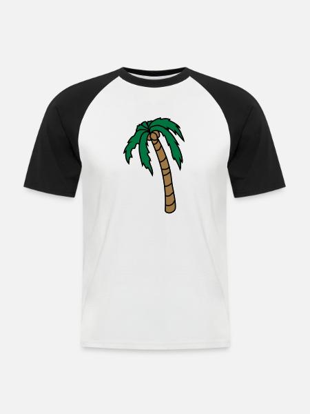 Hanging Palm Design - Men's Baseball T-Shirt - white/black