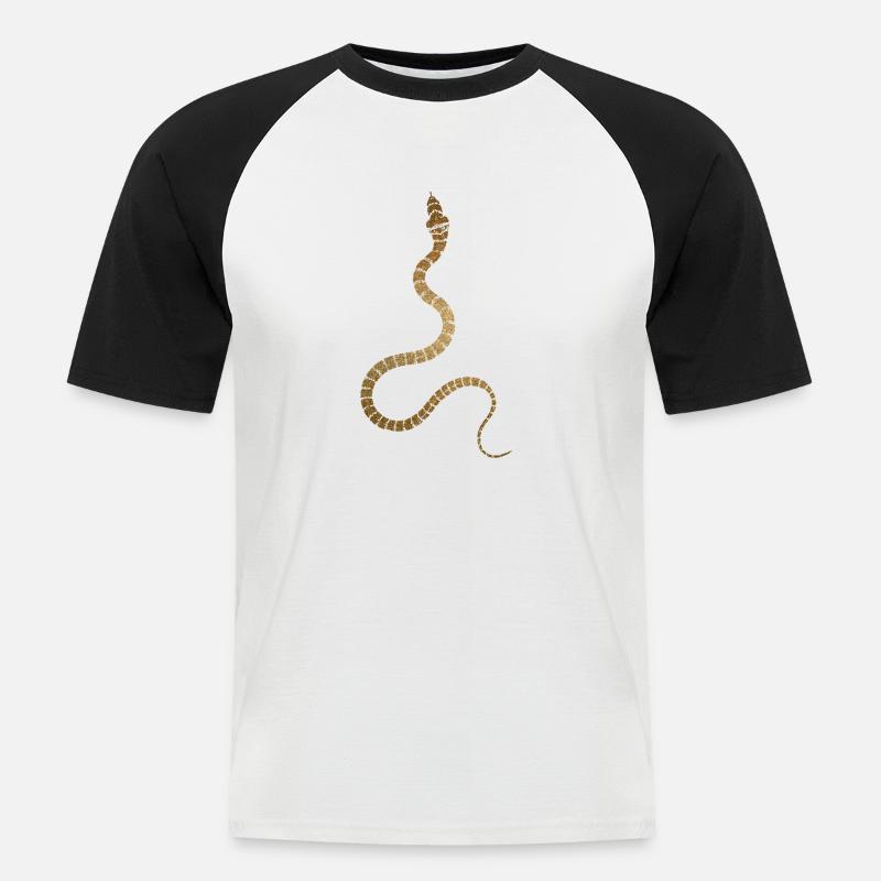 Schlange - Männer Baseball-T-Shirt - Weiß/Schwarz