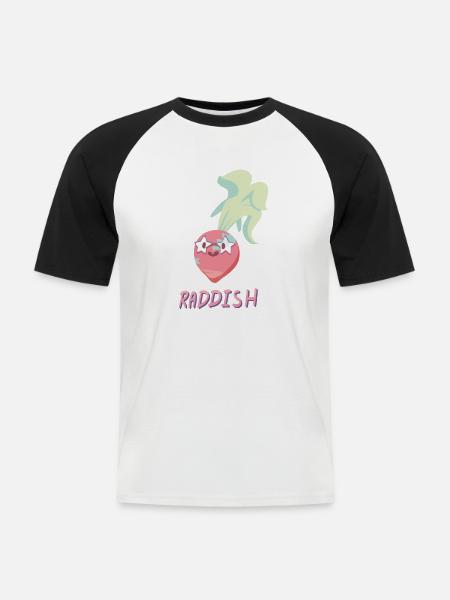 Süßer Cartoon Rettich - Männer Baseball-T-Shirt - Weiß/Schwarz