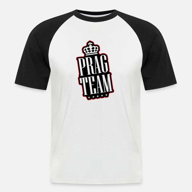 Prag Team - Männer Baseball-T-Shirt - Weiß/Schwarz